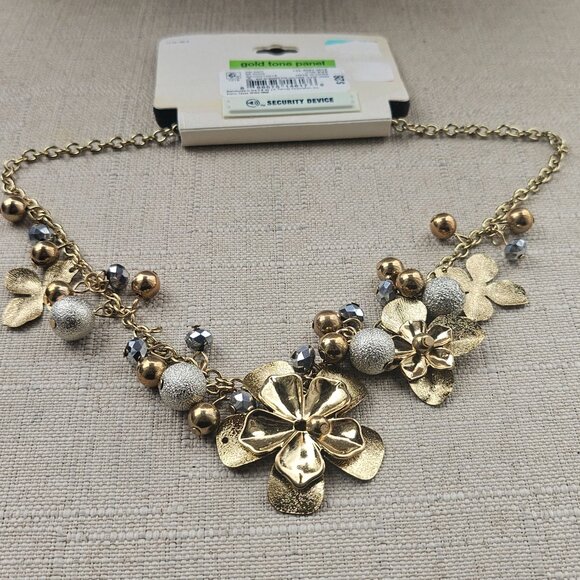 Bold Element Women Necklace Gold Tone Blossom Flower Statement Necklace - Picture 9 of 13